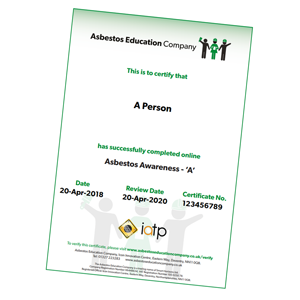 Asbestos Awareness 'A' Certificate Asbestos Awareness 'A' Certificate